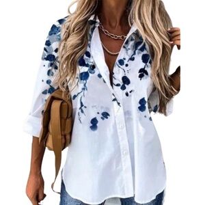 NWOT Misslook vintage long sleeve floral-print casual blouse.  Medium